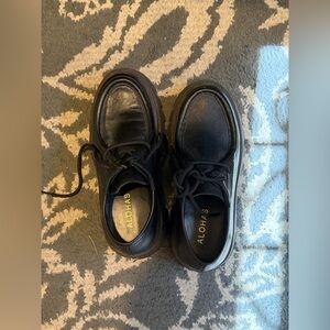 Alohas Black Lace Up Chunky Loafers